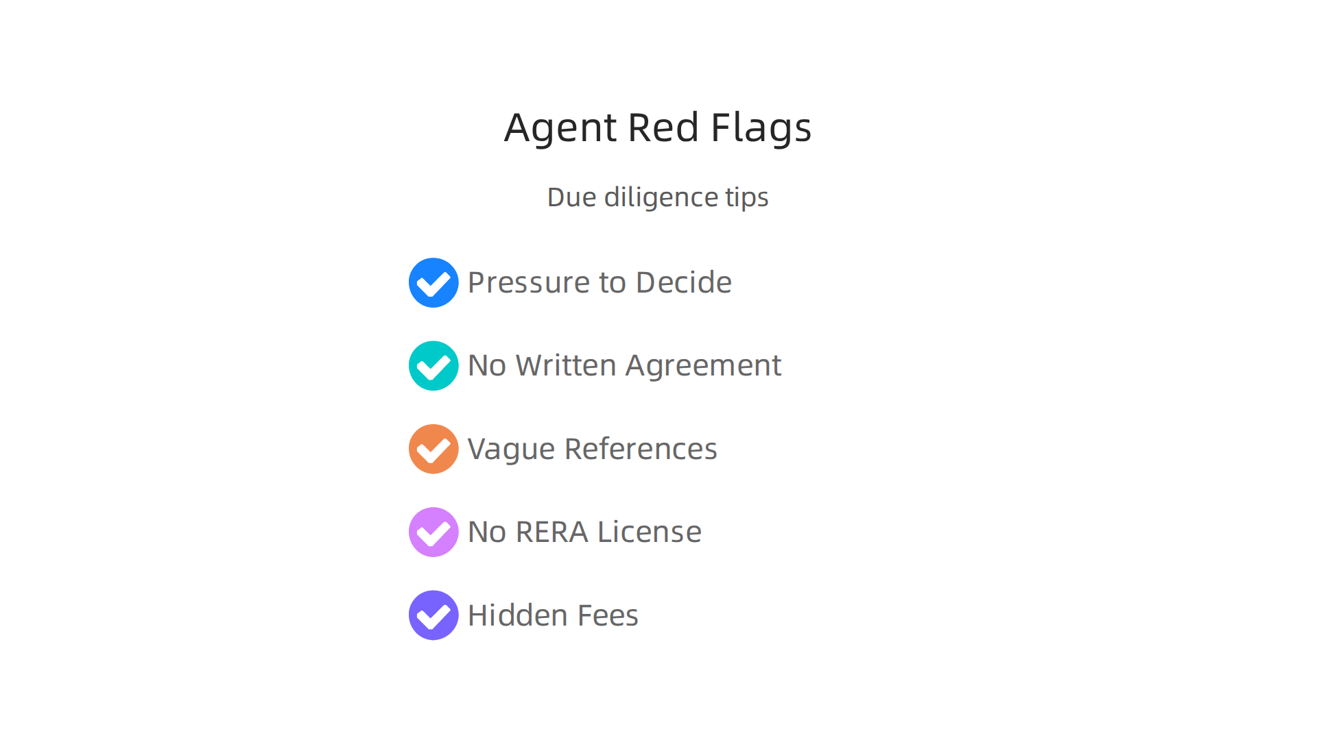 An infographic detailing common warning signs to watch out for when dealing with real estate agents in Dubai.