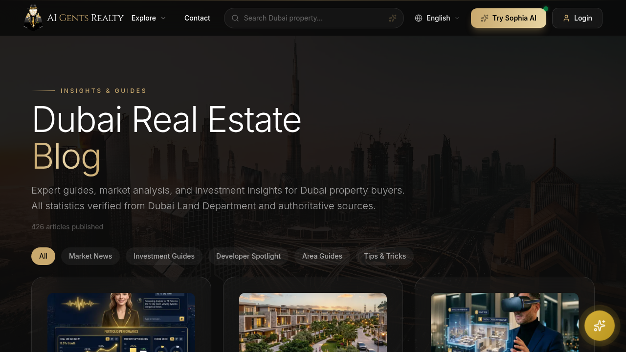 AiGentsRealty blog, providing market analysis and investment guides for Dubai real estate in 2026.