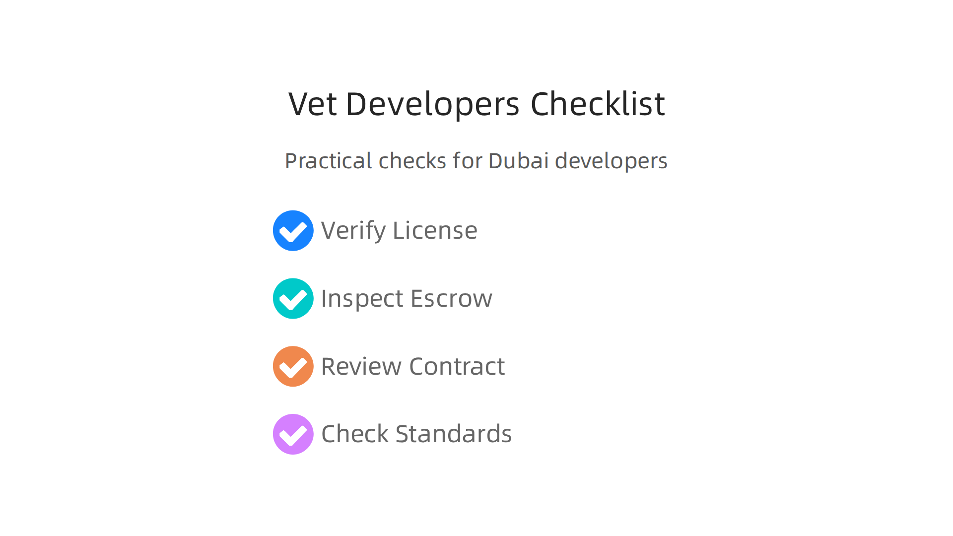 A step-by-step checklist for buyers and investors to vet property developers in Dubai to ensure safety.